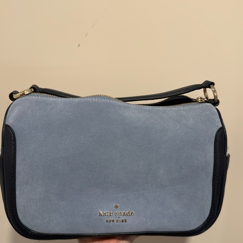 🆕️ Kate Spade Purse Blazer Blue Crossbody Suede & Leather NWT Never Used